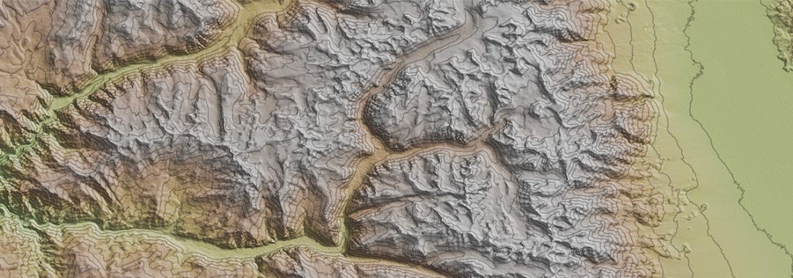 Sample image of GIS terrain map for GIS certificate program